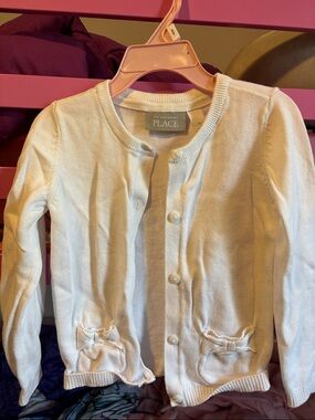 The Children's Place White Bow Pocket Cardigan